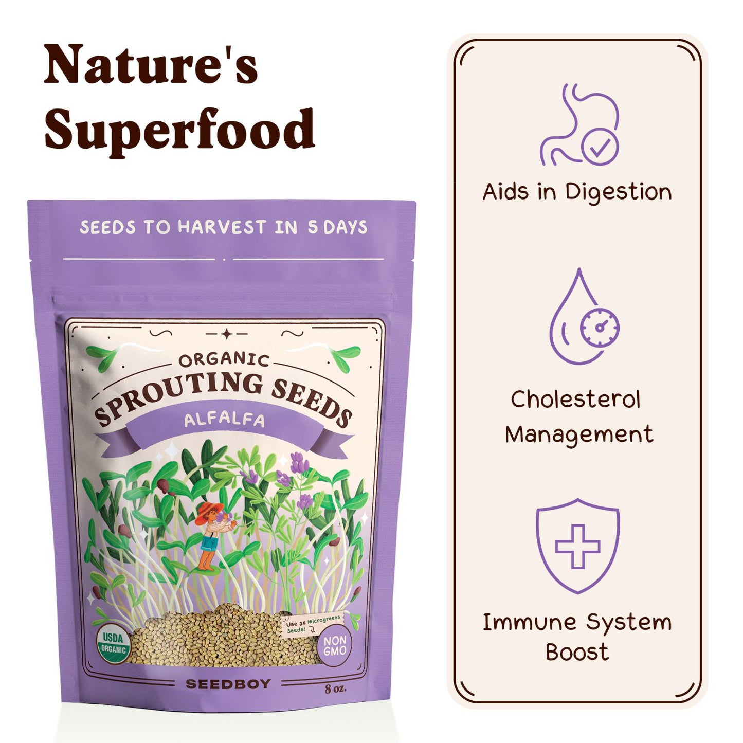 Organic Alfalfa Sprouting Seeds