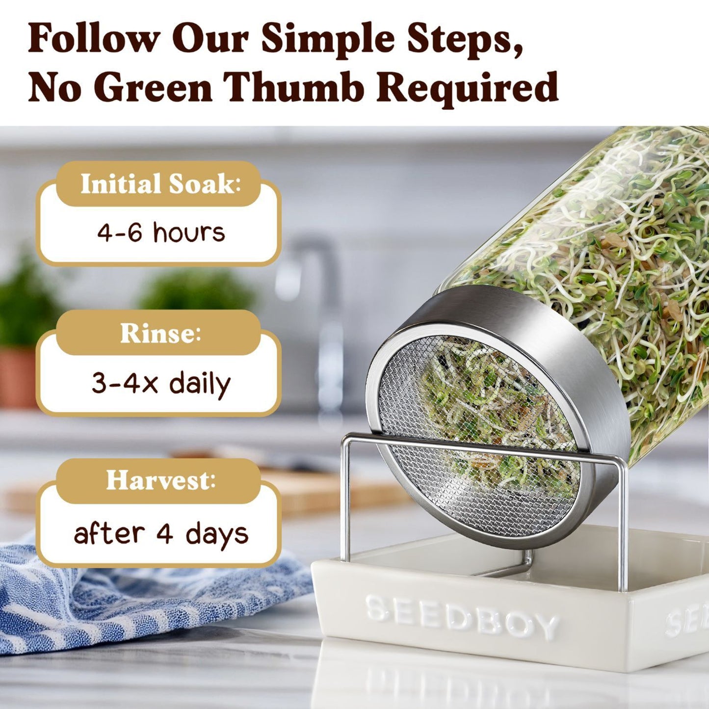 Fenugreek Sprouting Seeds, Organic & Non-GMO  – 8 oz Bag