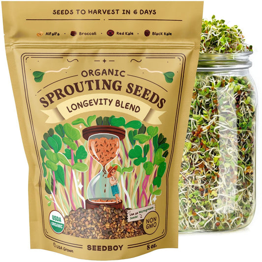 Longevity Blend Sprouting Seeds, Organic & Non-GMO  – 8 oz Bag
