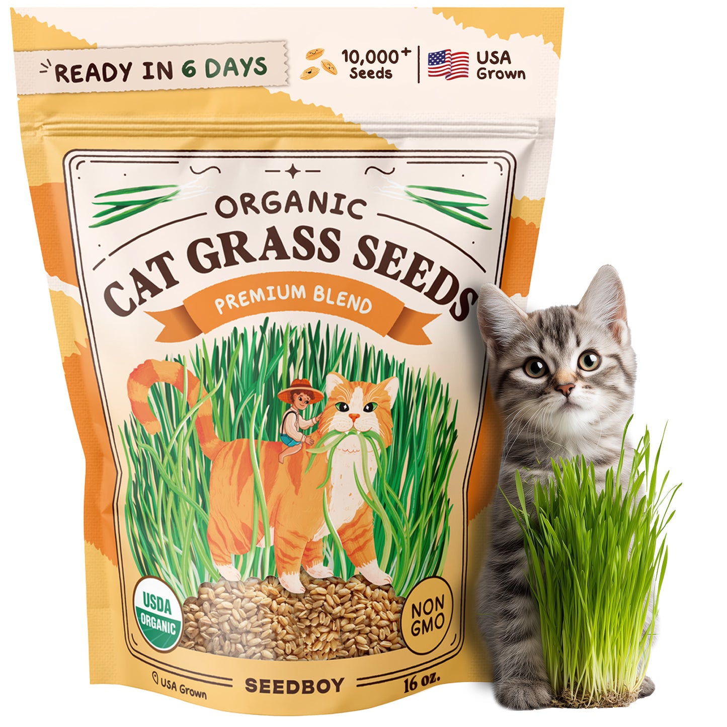 Organic Cat Grass Seed Packet - 16 oz Bag