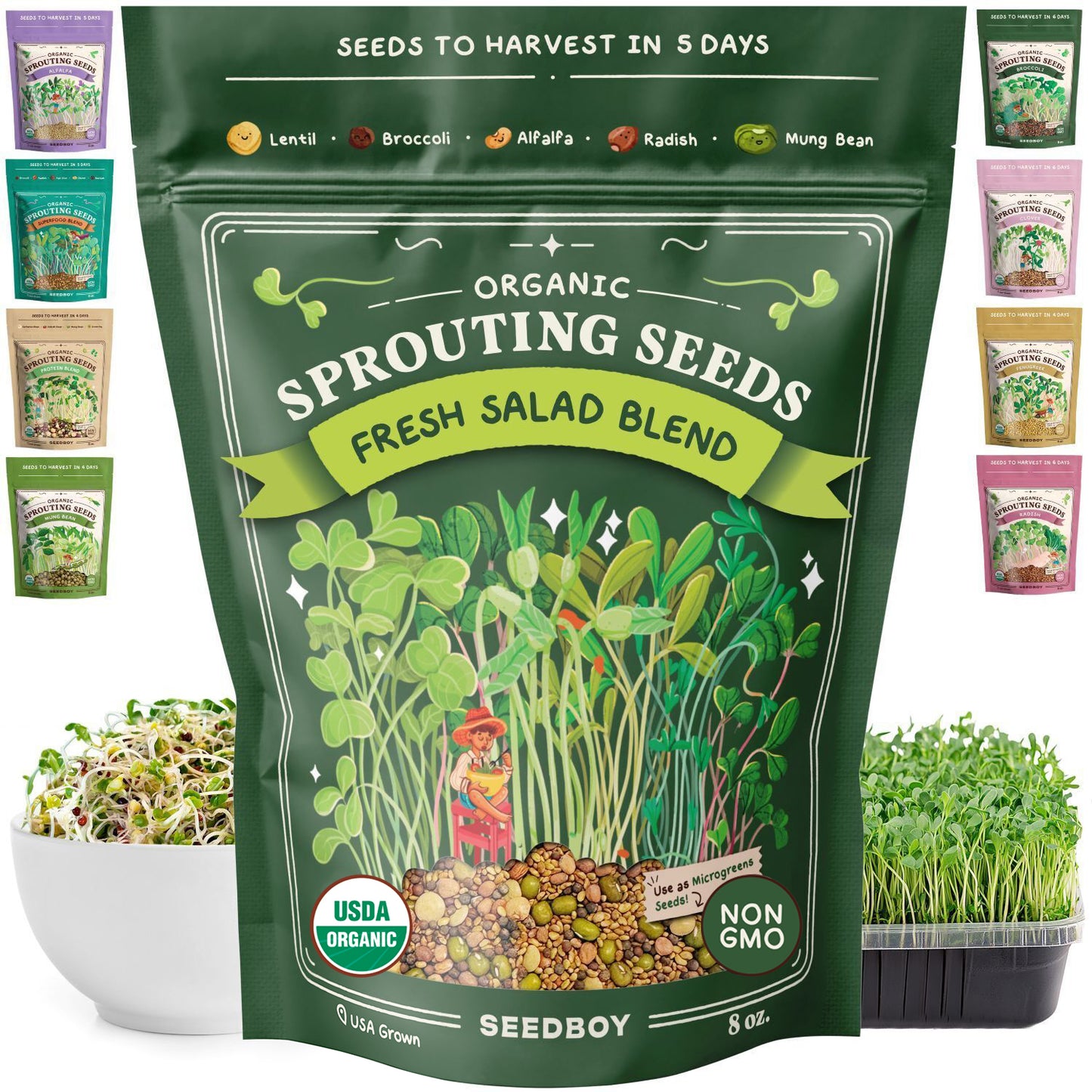 Organic Fresh Salad Blend Sprouting Seeds